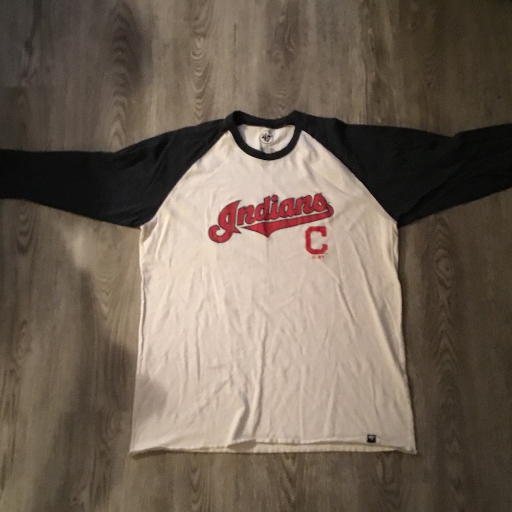 47 Brand Indians Blue, Red and White Long Sleeved Tee Shirt